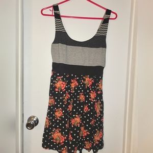 No Boundaries dress, Floral Polka Dots Stripes, Juniors Medium 7-9